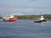 Nantucket / LV-112 being towed by the tugboat Lynx, heading east-bound from Oyster Bay, Long Island, NY to Boston on the Cape Cod Canal, May 2010. Photo: Courtesy of Ron Janard